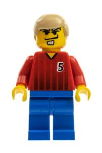 Soccer Player Red/Blue Team 5 - Soccer player in red/blue team shirt with number 5 - soc063