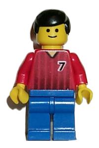 Soccer Player Red/Blue Team - Soccer player on the red and blue team wearing a #7 shirt - soc064