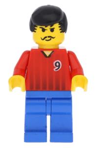 Soccer Player Red/Blue Team - Soccer player wearing a red and blue team shirt with the number 9 - soc066