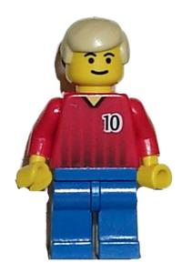 Soccer Player Red/Blue Team - Soccer player in red/blue team jersey with number 10 - soc067