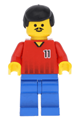 Soccer player on a red and blue team wearing shirt #11 - soc068