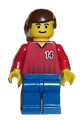 Soccer player wearing a red and blue team jersey with the number 14 - soc069