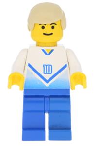 Soccer Player White & Blue Team - Soccer Player White & Blue Team with shirt #10 - soc084