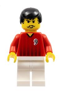 Soccer Player Red/White Team - Soccer Player Red/White Team with shirt  #9 - soc088