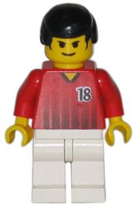 Soccer Player Red/White Team - Soccer player on red/white team wearing shirt #18 - soc091