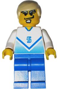 Soccer Player White & Blue Team - Soccer Player White & Blue Team with shirt  #5 - soc106