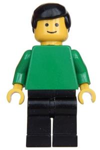 Soccer Referee Minifigure - Soccer referee green with black legs and a torso sticker showing yellow and red cards - soc113s