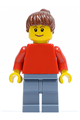 Plain Red Torso with Red Arms, Sand Blue Legs, Reddish Brown Ponytail Hair - soc115