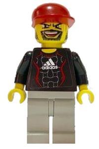 Soccer Goalie Minifigure - Soccer goalie minifigure with black Adidas logo, white and red torso stickers - soc116s