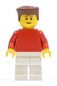 Plain Red Torso with Red Arms, White Legs, Reddish Brown Flat Top Hair soc118