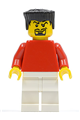 Plain Red Torso with Red Arms, White Legs, Black Flat Top Hair - soc119