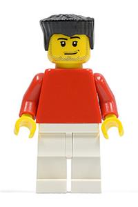 Plain Red Torso with Red Arms, White Legs, Black Flat Top Hair, Smirk and Stubble Beard soc122