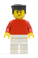 Plain Red Torso with Red Arms, White Legs, Black Flat Top Hair, Smirk and Stubble Beard - soc122