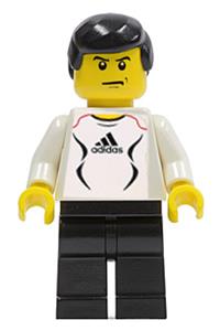 Adidas White Soccer Player - White soccer player with Adidas logo, wearing white and black torso stickers (#9) - soc126s