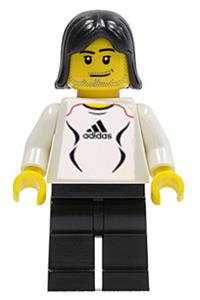 Adidas White Soccer Player - White soccer player with Adidas logo, wearing white and black torso stickers (#10) - soc127s