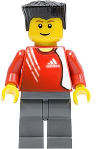 Adidas Soccer Player Minifigure - Soccer player with Adidas logo stickers on red torso (#11) - soc131s