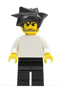 Adidas Super Goalie Minifigure - Adidas Super Goalie with a plain white torso and arms, black legs, and black hair swept sideways angularly - soc132