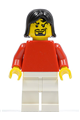 Plain Red Torso with Red Arms, White Legs, Black Female Hair, Moustache - soc133