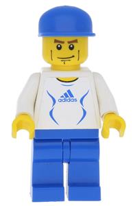 Soccer Player White - Adidas Logo, White and Blue Torso Stickers soc134s