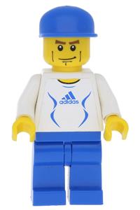 Adidas White Soccer Player - Soccer player with a white torso featuring Adidas logo stickers and white and blue torso stickers (#4) - soc134s