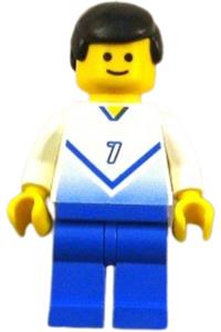 Soccer Player White & Blue Team - Soccer Player White & Blue Team with shirt  #7 - soc140