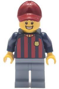 Soccer Fan Minifigure - Male soccer fan of FC Barcelona with sand blue legs - soc144