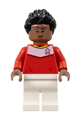 Soccer spectator with red soccer jersey, white legs, and black spiky hair - soc165