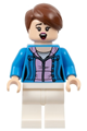 Minifigure wearing a dark azure jacket over a bright pink shirt with white legs and reddish brown hair - soc167