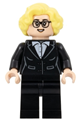 Soccer coach with bright light yellow hair wearing a black suit and glasses - soc168