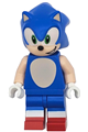 Sonic the Hedgehog with light nougat face and arms, open mouth smile facing left - son033