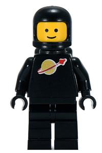 Classic Black Spaceman Minifigure - Classic Space (Classic Black Spaceman) (Reissue) - black with airtanks and motorcycle - sp003new