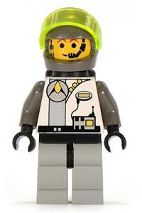 Explorien Minifigure - Minifigure with Exploriens theme, wearing a dark gray helmet and a torso with a built-in radio - sp008