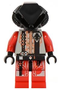 UFO Zotaxian Alien Minifigure - Zotaxian Alien pilot in red UFO suit with a plain black helmet - sp047