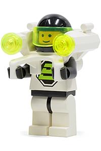 Blacktron Astronaut Quincy - Blacktron 2 minifigure with a jet pack and trans-neon green lights - sp051