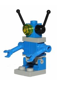 Space Droid Minifigure - Droid with plate base in classic space style, featuring blue and light gray colors, trans-yellow eye, and black antennae - sp076