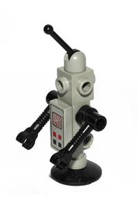 Space Droid Minifigure - Droid from Classic Space theme with a dish base, light gray and black color scheme, and a control panel (Classic Space Droid) - sp081