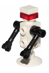 Futuron Droid Minifigure - Futuron droid with white body, black arms, and a translucent red eye - sp125