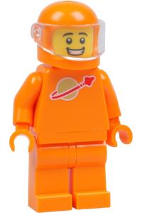 Classic Orange Spaceman Minifigure - Male classic space minifigure in orange without air tanks, with visor - sp145