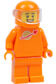 Male classic space minifigure in orange without air tanks, with visor - sp145