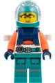 Astronaut with a dark turquoise helmet and legs, coral arms, and a dark blue backpack - sp150