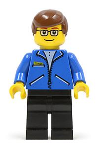 Peter Parker Minifigure - Peter Parker with blue jacket, black legs and brown hair - spd002