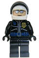 Highway Patrolman with black shirt and badge and radio, black legs and white helmet - spd003