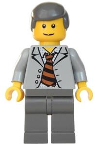 Scientist Minifigure - Scientist with open jacket, black and brown stripe tie and plaid shirt - spd010