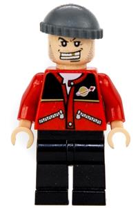 Jewel Thief Minifigure - Jewel Thief 1 with red torso and space logo and black legs - spd018