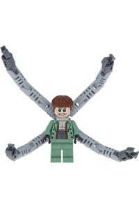 Dr. Octopus Minifigure - Dr. Octopus Otto Octavius with sand green jacket, sand green legs, clenched teeth smile and arms - spd027