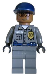 Security Guard with dark bluish gray shirt and badge and radio, dark bluish gray legs spd029
