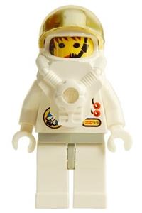Astronaut Minifigure - Female astronaut from Space Port with 2 red buttons, white legs with light gray hips - spp002