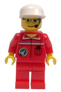 Ground Control Minifigure - Minifigure wearing a red cap representing a ground control member in the space port - spp007