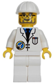 Space Port - Scientist, White Construction Helmet, Black Legs - spp011