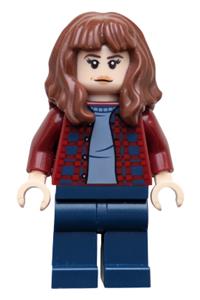 Joyce Byers Minifigure - Joyce Byers wearing a dark red plaid flannel shirt and dark blue legs - st023